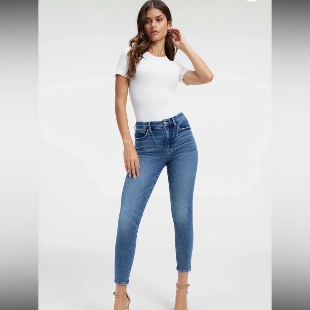 Good American High-Rise Skinny Jeans in Medium Blue Wash